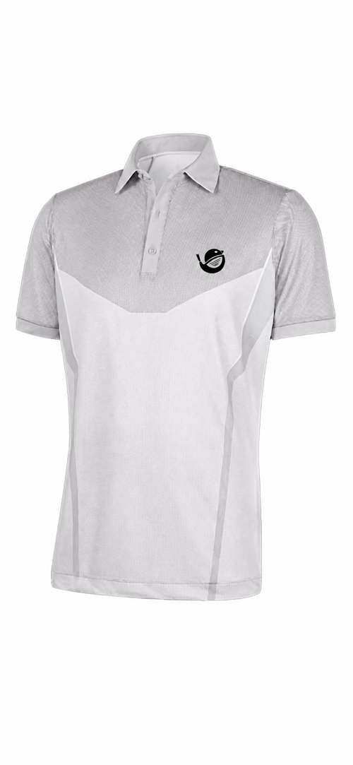 Birdshot Ironman Gray men's short-sleeve golf polo in gray and white